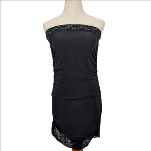 Black Lace Tube Slip Dress Costa Blanca Small Medium Ruching
